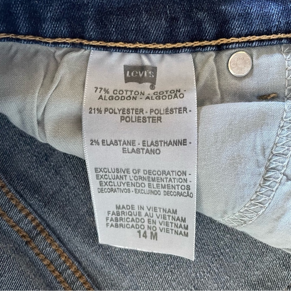 Levi’s Perfectly Slimming 512 Bootcut Jeans Women’s 14 R Blue Studded Coastal - Picture 12 of 14